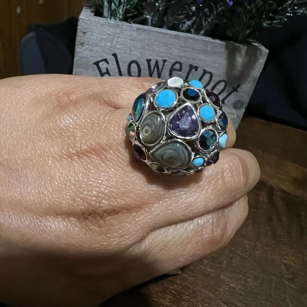 A Vintage Lia Sophia Multi-Stone Ladies also in Multi-Colors Ring Size 9